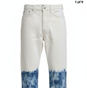 Gap Womens Cheeky Straight High-Rise Dip-Dyed Bleached Jeans 6/28 Tall Boho